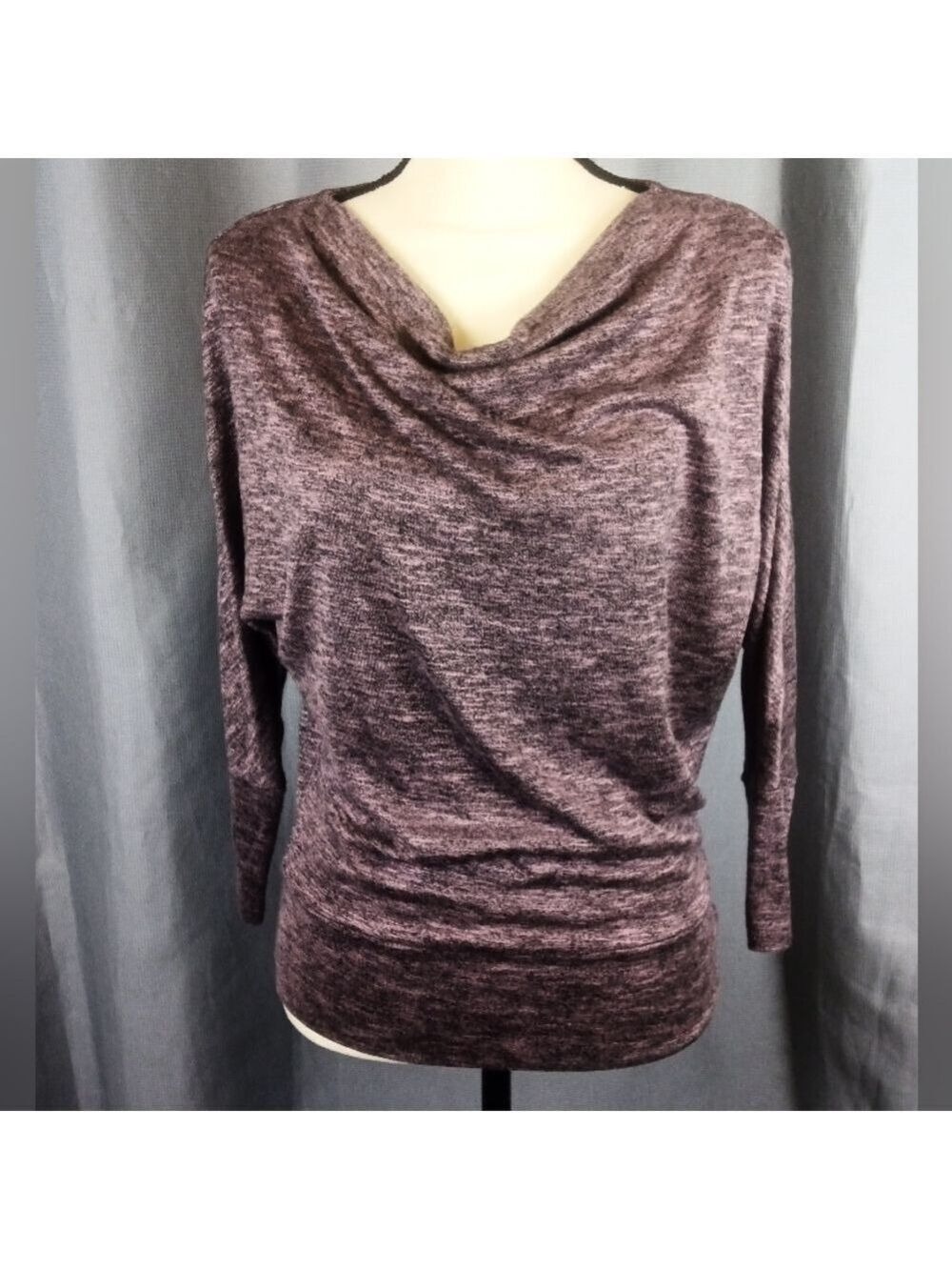 Jennifer Lopez dolman sleeved top, pink and black heathered, size S - Picture 2 of 5
